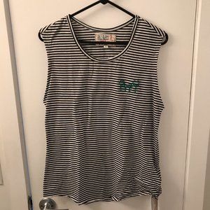 NWT Sandrine Rose sleeveless T shirt Sz L Stripe black and white